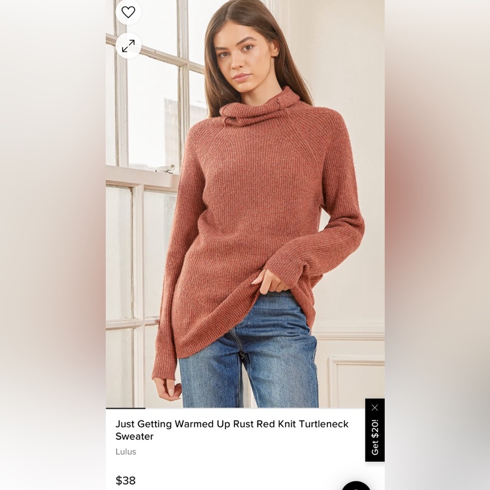 Lulus Just Getting Warmed Up Rust Red Knit Turtleneck Sweater